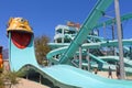 Kemer, Turkey - August 22, 2020: Water slides at Dolusu aquapark Royalty Free Stock Photo