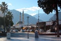 Kemer, Turkey - February 4, 2022: Street view of Kemer, Antalya Province in southwestern Turkey. Kemer is a popular resort town in