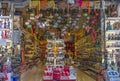 KEMER, TURKEY - OCT 2, 2017: Traditional handmade turkish lamps and souvenirs in a shop