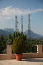 Kemer, Turkey. View from the entrance of the city mosque on a sunny evening Royalty Free Stock Photo