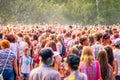 Kemerovo, Russia, June 24, 2018: crowd of young people having fun at Holi festival of colors