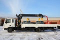 KEMEROVO, RUSSIA - MAY 14, 2015: great truck crane standing on a construction site