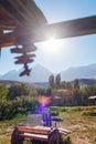 Kempin in the mountains, Cozy courtyard of an old house against the backdrop of mountains