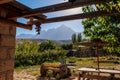 Kempin in the mountains, Cozy courtyard of an old house against the backdrop of mountains