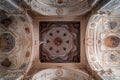 Kempten, Germany - Aug 3, 2020: Upward view of ceiling mural fresco in St. Lawrence Basilica in Kempten Germany
