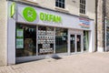 Kendal Cumbria UK April 6th 2020 The Oxfam logo above a Shopfront on one of their charity shops in Cumbria Royalty Free Stock Photo