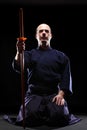 Kendo fighter with Bokken Royalty Free Stock Photo