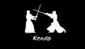 Kendo fighters in traditional clothes silhouette Royalty Free Stock Photo