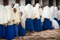 Schoolgirls gathering on a schoolyard in a morning, Zanzibar