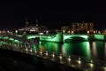 Draw bridge lit in green at night Royalty Free Stock Photo