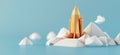 Kennedy Space Center. 3D rendering of Kennedy Space Center simple low poly origami style, web banner with copy space