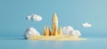 Kennedy Space Center. 3D rendering of Kennedy Space Center simple low poly origami style, web banner with copy space