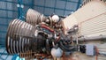 KENNEDY SPACE CENTER, FLORIDA, USA - The engines of the second stage of the Saturn 5 rocket which is exhibited Royalty Free Stock Photo