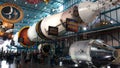 KENNEDY SPACE CENTER, FLORIDA, USA - Visitors looking at the Saturn 5 rocket