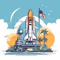 Kennedy Space Center. Kennedy Space Center hand-drawn comic illustration. Vector doodle style cartoon illustration