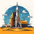 Kennedy Space Center. Kennedy Space Center hand-drawn comic illustration. Vector doodle style cartoon illustration