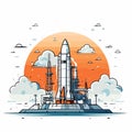 Kennedy Space Center. Kennedy Space Center hand-drawn comic illustration. Vector doodle style cartoon illustration