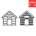 Kennel line and glyph icon, pet and home, wooden dog house vector icon, vector graphics, editable stroke outline sign Royalty Free Stock Photo