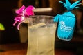 Tropical island beach themed drinks at Bahama Breeze with shot of rum or tequila