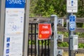 Park closed sign at Cobb County park during mandatory stay at home shelter in place order passed for Covid-19 Corona Virus Royalty Free Stock Photo