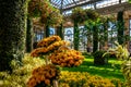 Horizontal view of the Orangery of the Conservatory of Longwood Gardens, a botanical