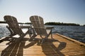 Sitting on the dock of the bay, Kenora, from the water of Lake of the Woods Royalty Free Stock Photo