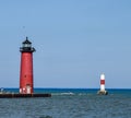 Kenosha North Pier Lighthouse and Channel Marker Royalty Free Stock Photo