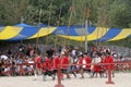 Actors costumed as medieval soldiers demonstrate battle skills at the annual Bristol Renaissance Faire on September 4, 2010 in Ken