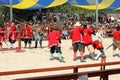 Actors costumed as medieval soldiers demonstrate battle skills at the annual Bristol Renaissance Faire on September 4, 2010 in Ken