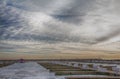 Kenosha, WI Shoreline Docks Under Swirling Winter Sky