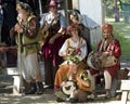 Musicians dressed in medieval costumes perform at the annual Bristol Renaissance Faire Royalty Free Stock Photo
