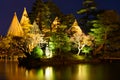 Kenrokuen Garden at night in Kanazawa, Japan