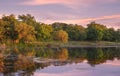 Kent lake Michigan under evening sun light