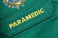 British paramedics`s NHS PARAMEDIC uniform badge.