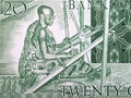 Kente weaver from old Ghanaian money