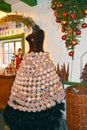KENTShIN, POLAND. The female dummy decorated with Christmas balls. Factory of Christmas tree decorations