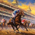 Kentucky Derby hosts horse races. (Generative AI