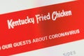 Kentucky fried chicken Web Site. Selective focus.