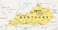 Kentucky, KY, political map, Bluegrass State, Southeastern US state Royalty Free Stock Photo