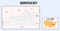 Kentucky Map. Political map of Kentucky with boundaries in Outline Royalty Free Stock Photo