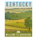 Kentucky rolling hills, horses, fences and stables Royalty Free Stock Photo
