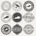 Kentucky Set of Stamps. Travel Stamp. Made In Product. Design Seals Old Style Insignia. Royalty Free Stock Photo