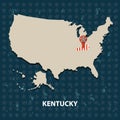 kentucky state on the map of usa. Vector illustration decorative design Royalty Free Stock Photo