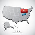kentucky state on the map of usa. Vector illustration decorative design Royalty Free Stock Photo