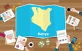 Kenya africa kenya economy country growth nation team discuss with fold maps view from top
