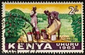 Kenya - CIRCA 1963: Coffee industry on vintage kenyan postage stamp Circa 1963