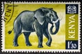 Kenya - CIRCA 1966: Elephant on kenyan postage stamp. Circa 1966