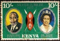 Kenya - circa 1977: A stamp printed in Kenya depicts President Kenyatta and Queen Elizabeth II circa 1977