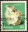 Kenya CIRCA 1977: A stamp printed in Kenya shows Amazonite, mineral found in Kenya, circa 1977