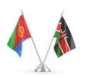 Kenya and Eritrea table flags isolated on white 3D rendering